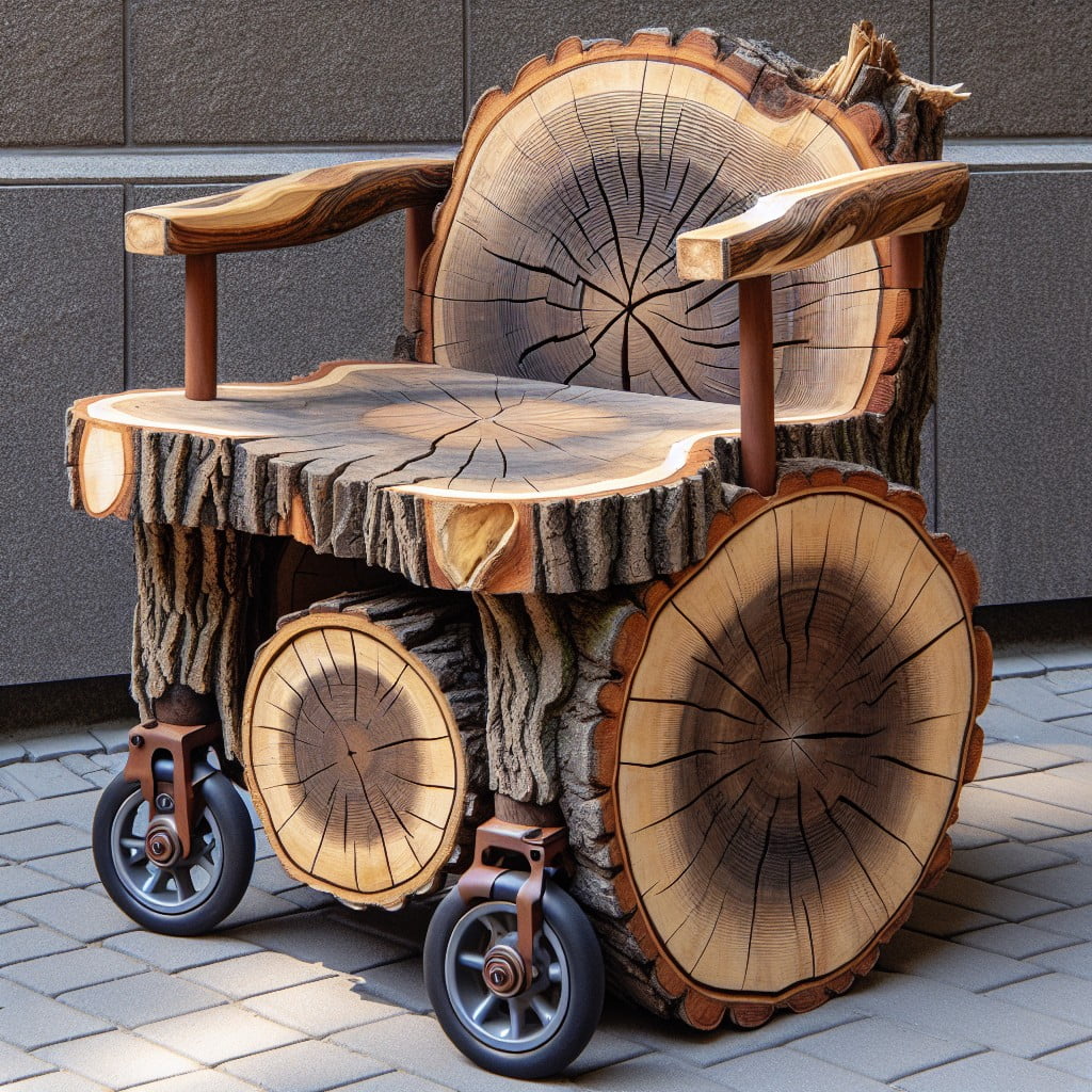 tree stump chair with wheels for mobility