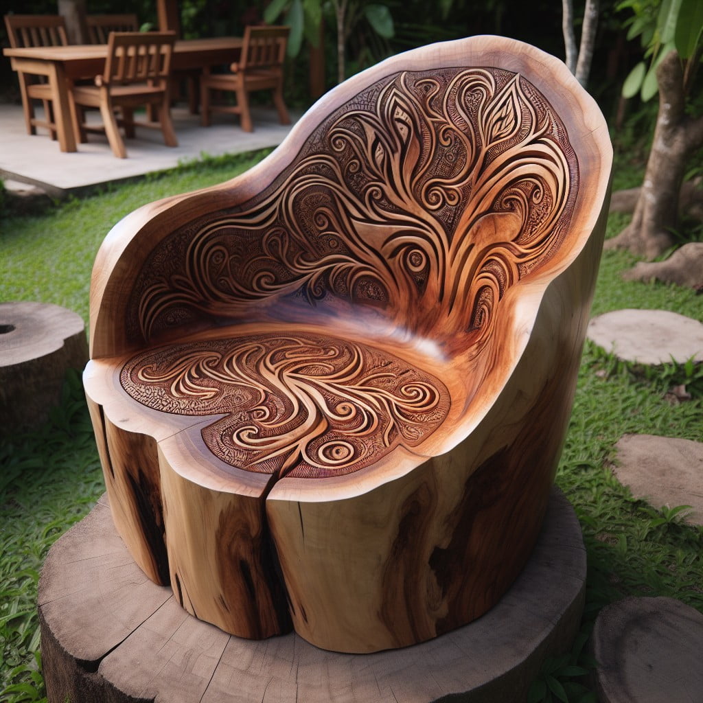 tree stump chairs with custom engraving