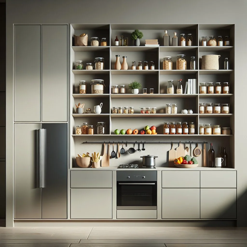 trendy floating shelves pantry