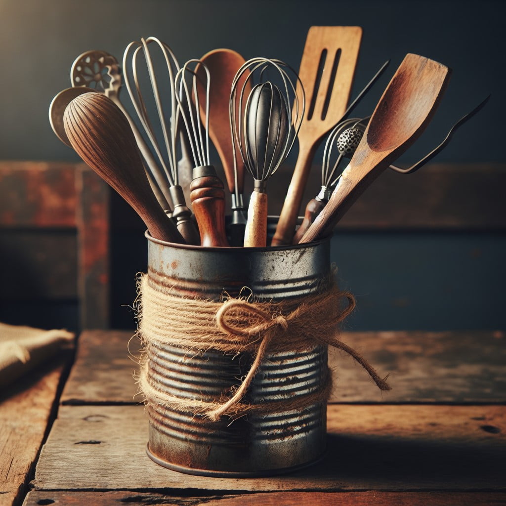 unique tin can utensil holder