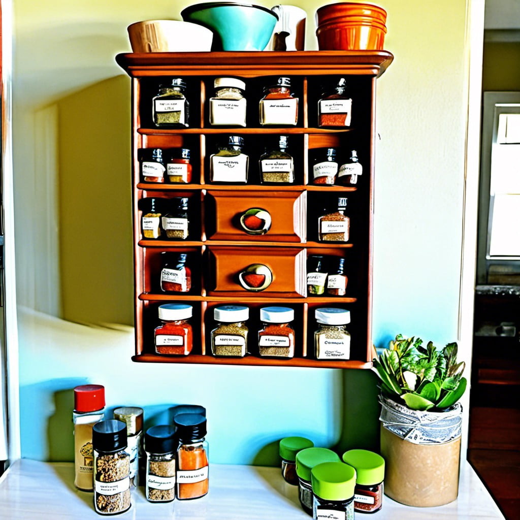 upcycled drawer spice rack