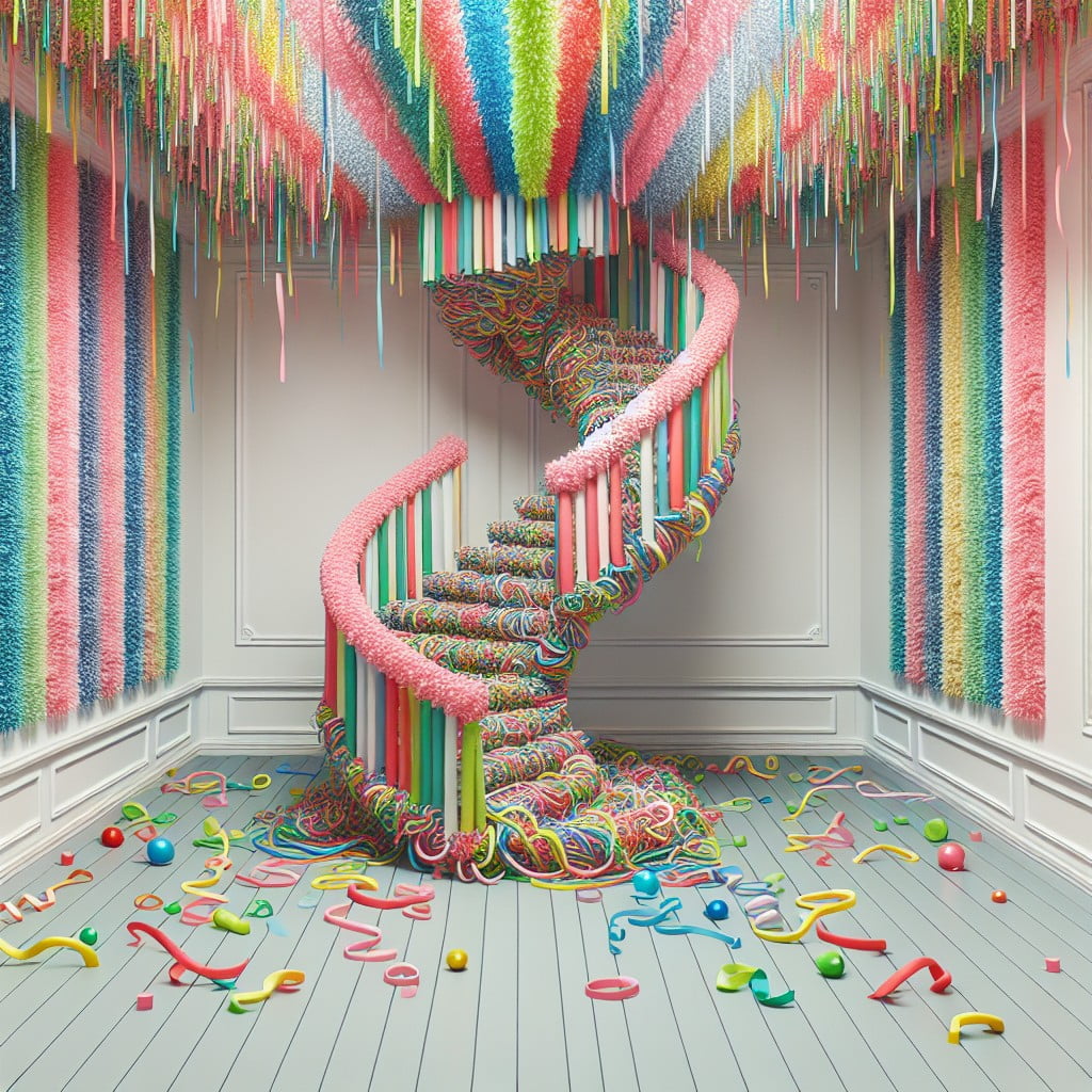 use streamers to create a mock staircase