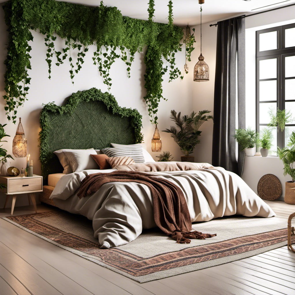 using ivy for a bohemian themed bedroom