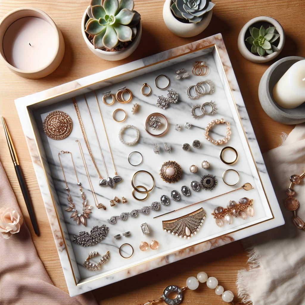 using marble trays for jewelry organization