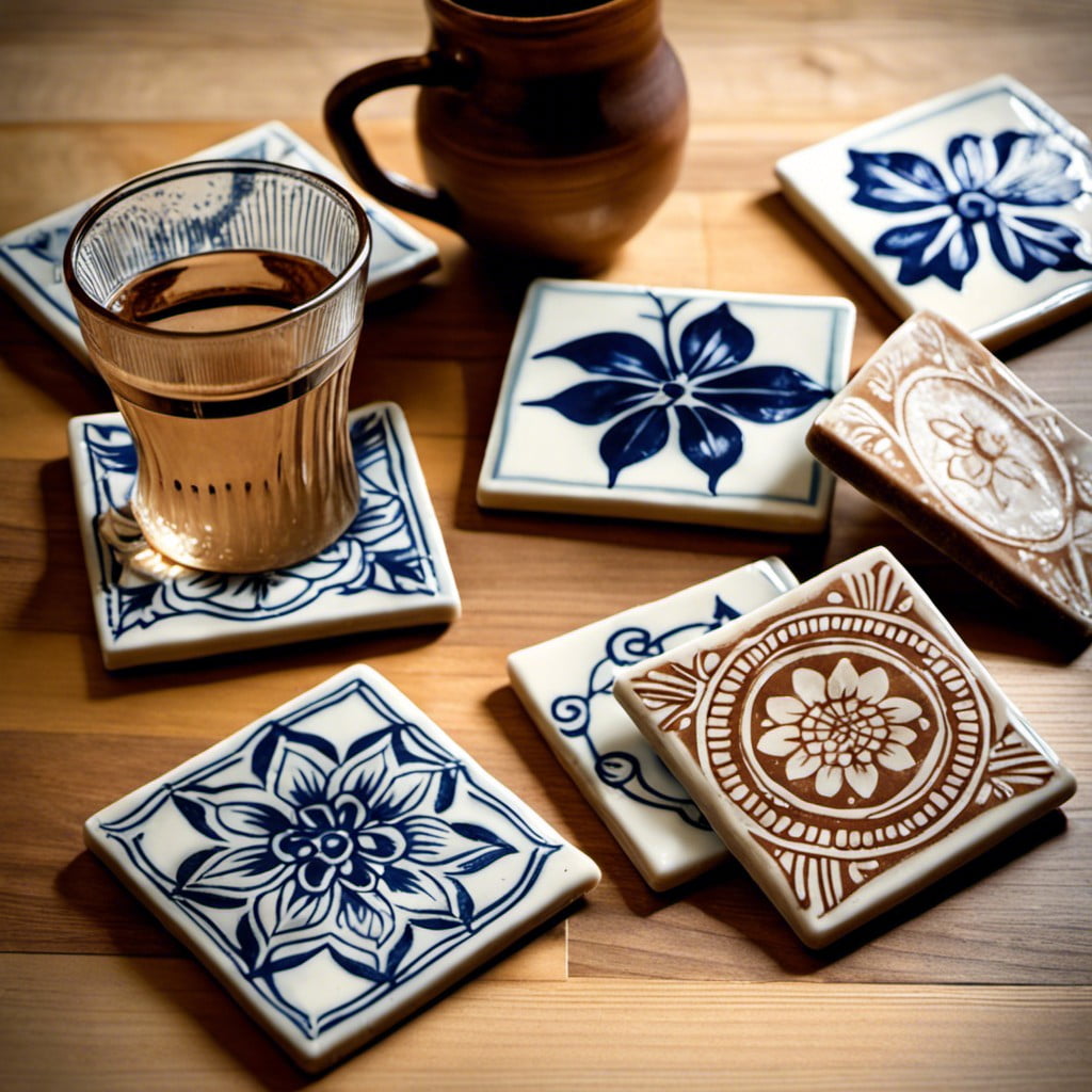 using old tiles for stamped coasters