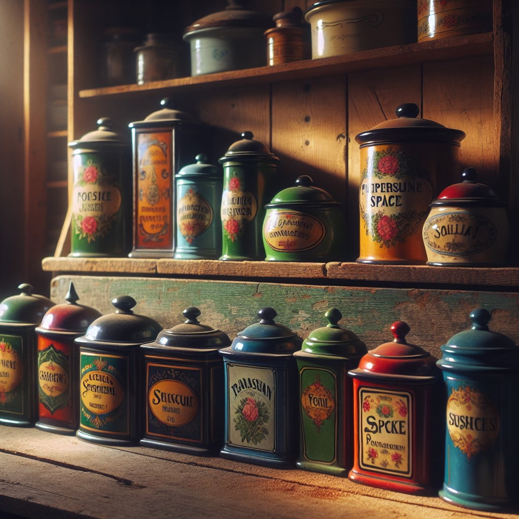 vintage enamelware for spice storage