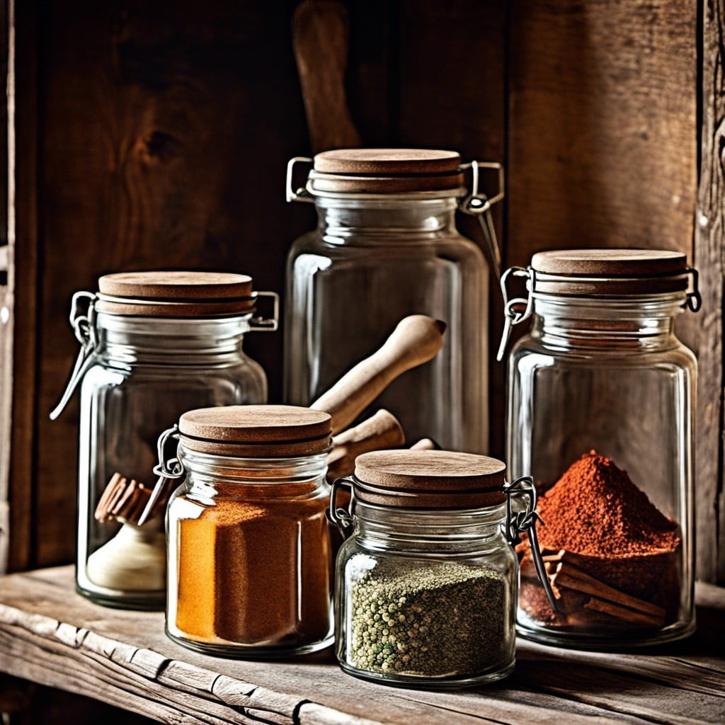 vintage glass spice jars for country charm