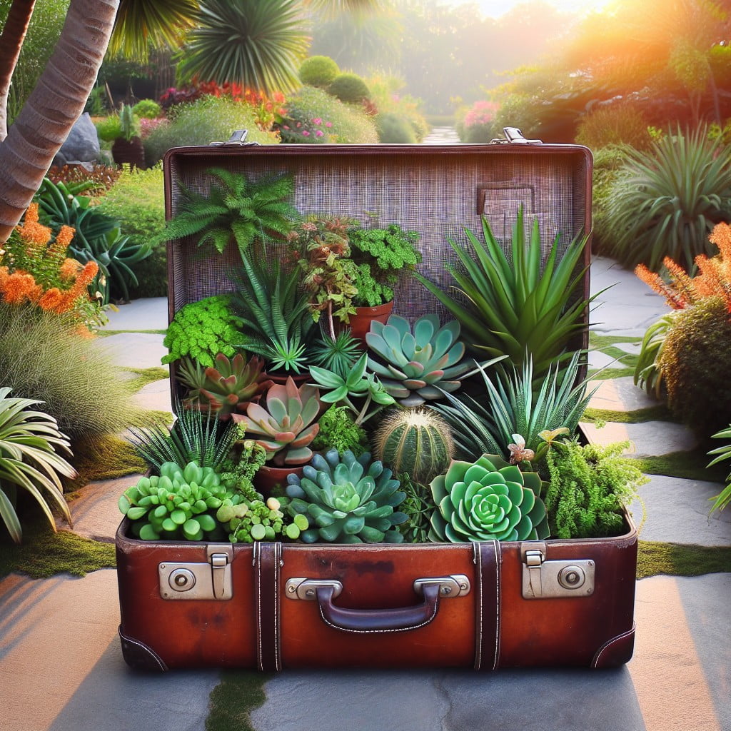 vintage suitcase turned planter