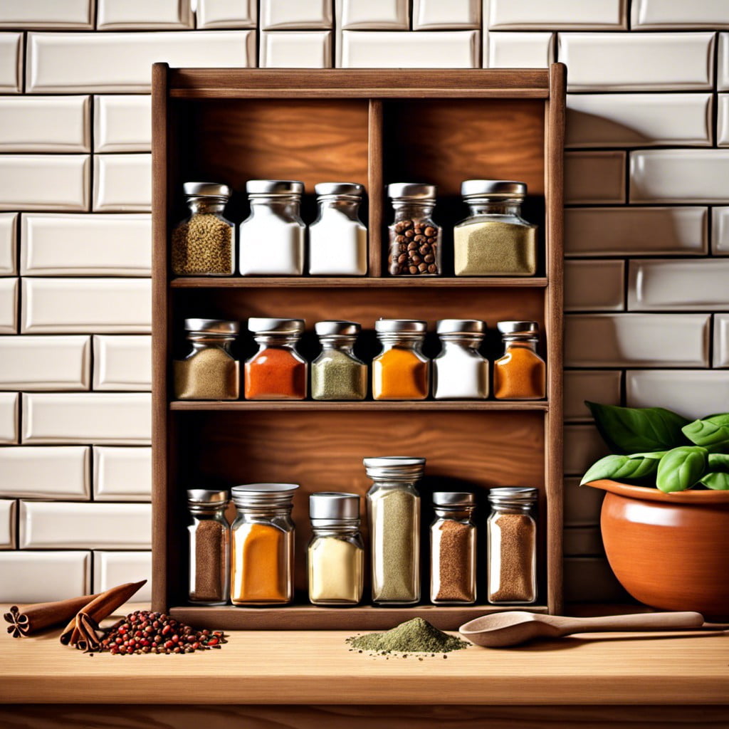 vintage wooden crate spice rack