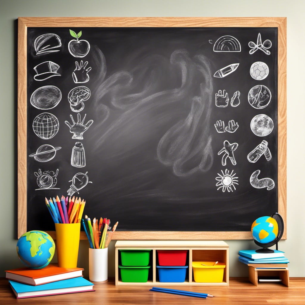 weekly classroom activities on chalkboard