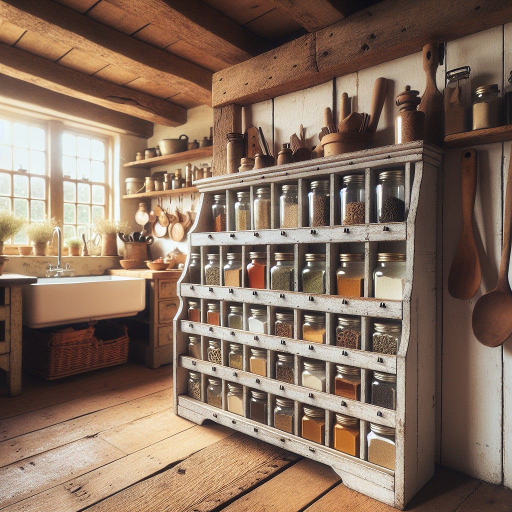 whitewashed wood spice rack