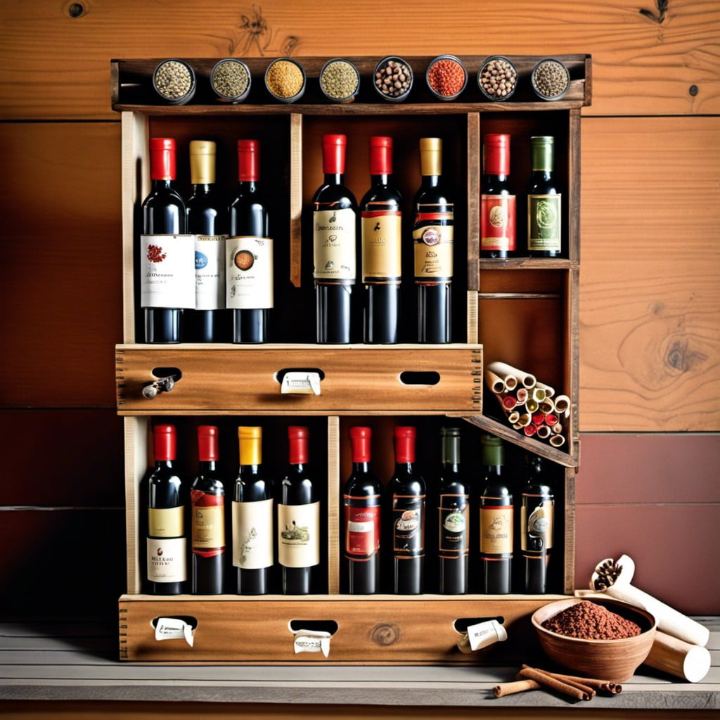 wine crate converted to spice rack
