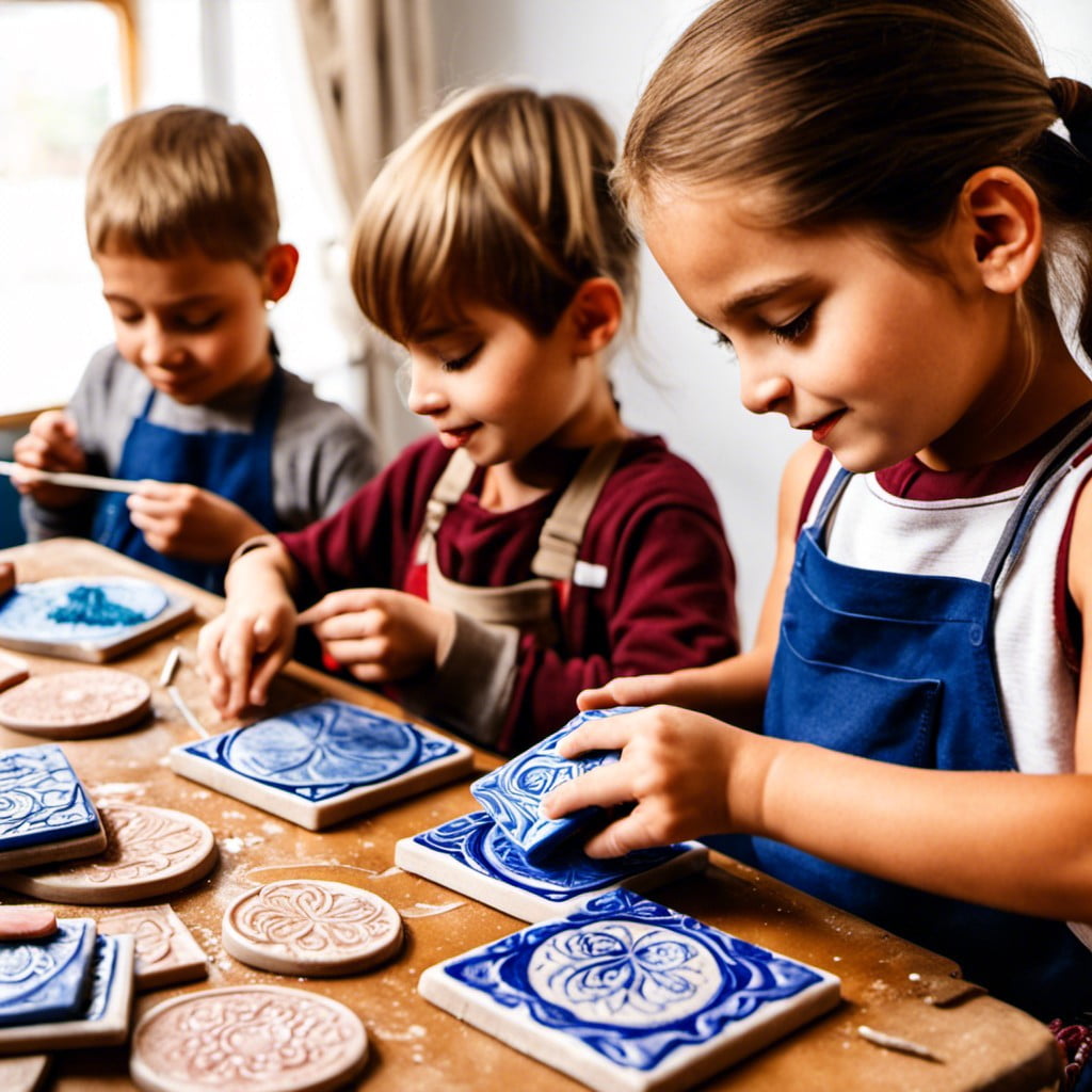 workshop ideas crafting stamped tile coasters with kids