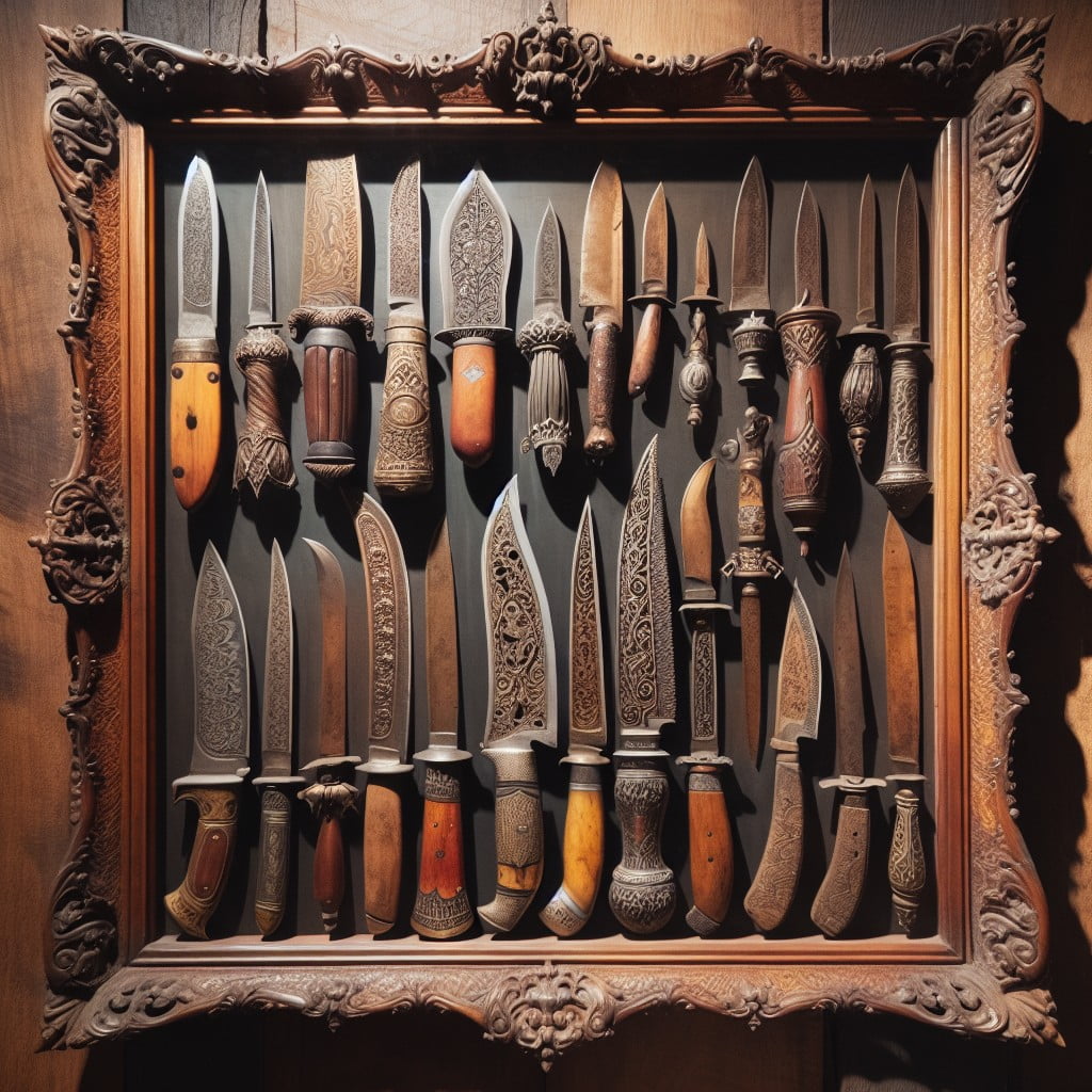 20 antique frame knife showcase