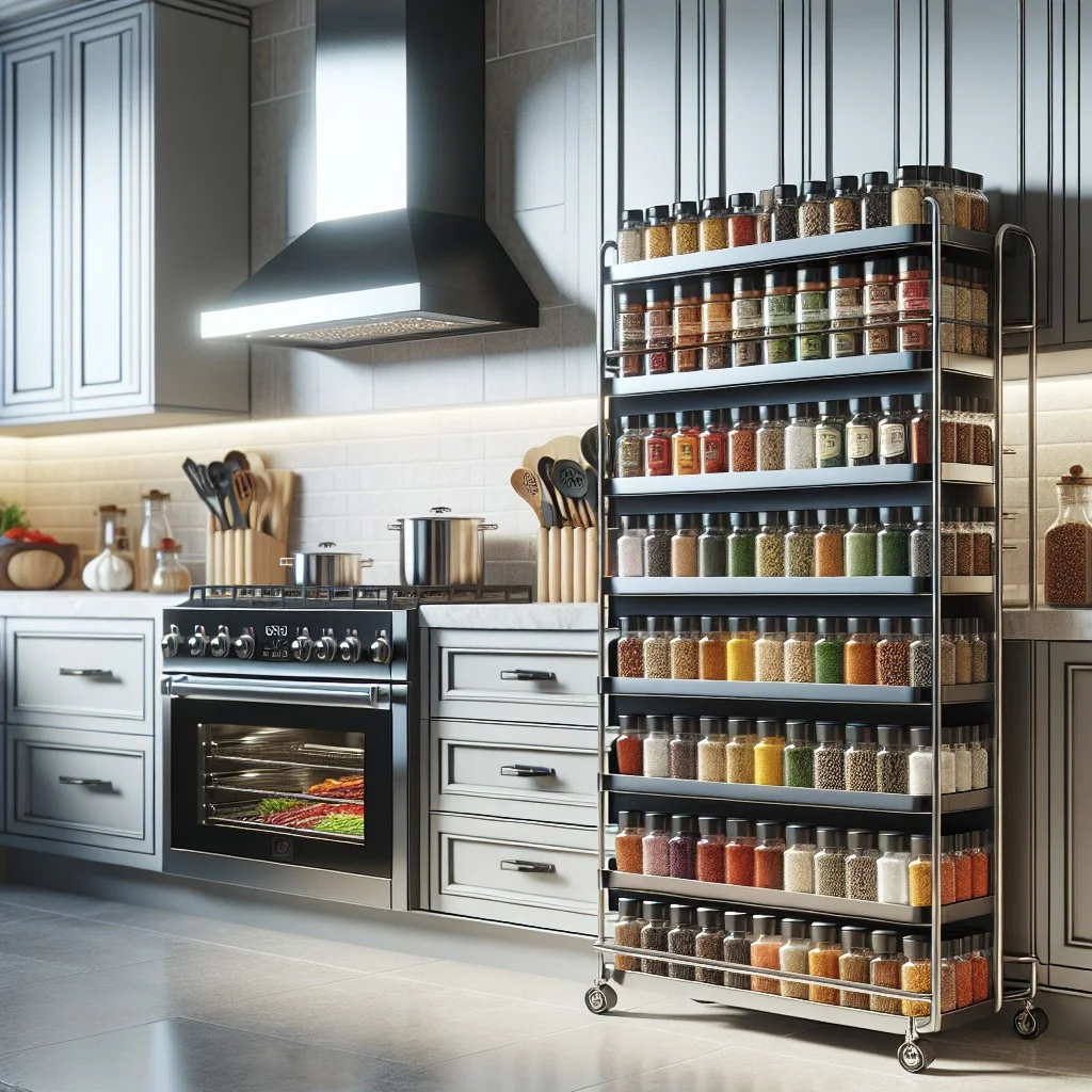 advantages of having a rolling spice rack next to the stove