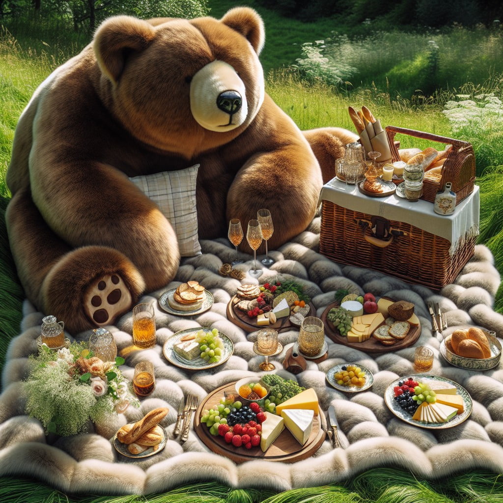 bear rug as a luxurious picnic blanket