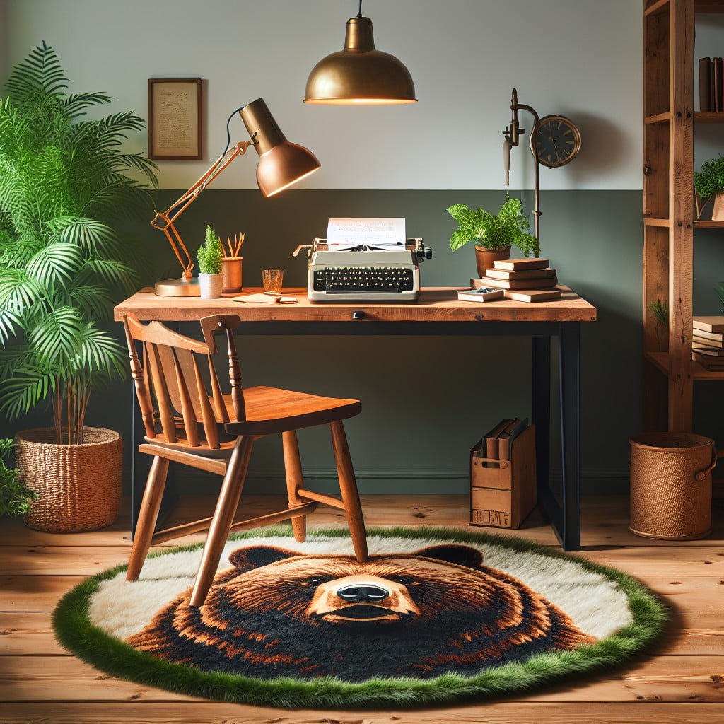 bear rug as workspace mat