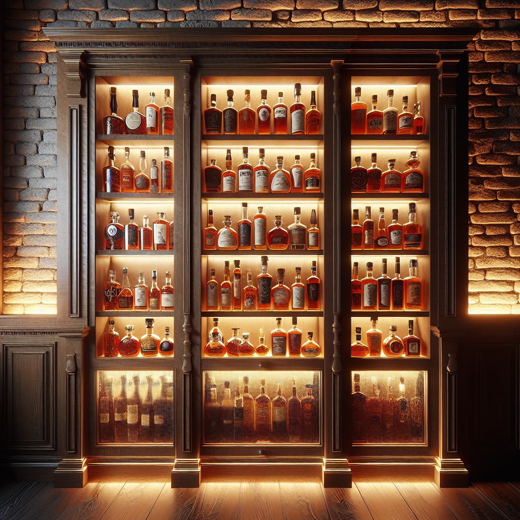 built in cabinet to display bourbon collection
