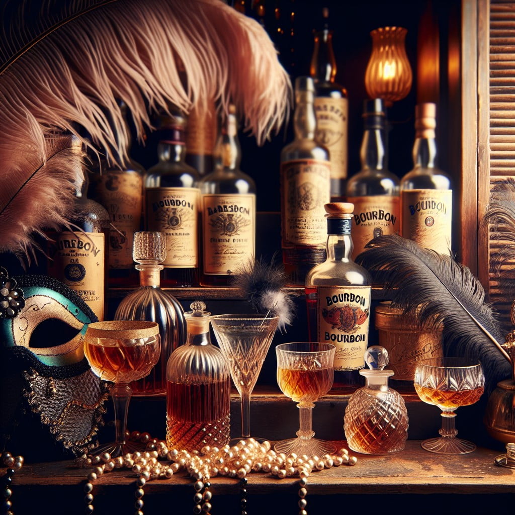 burlesque style bourbon display vintage chic
