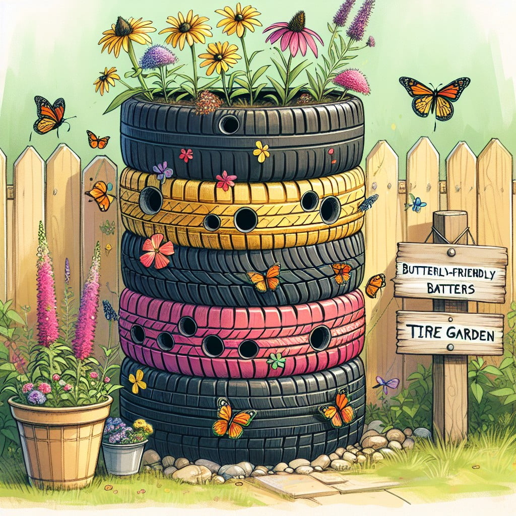 butterfly friendly tire garden