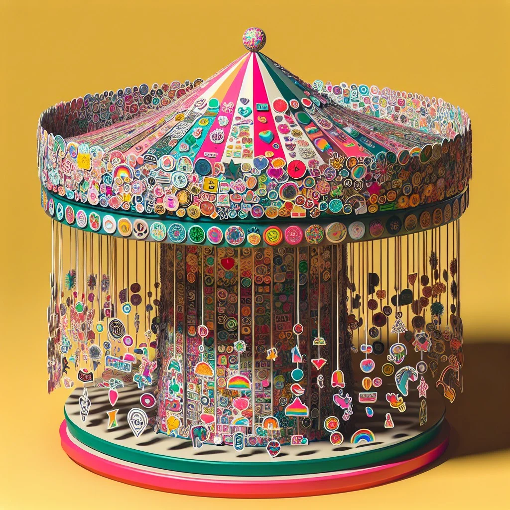 carousel style sticker display stand