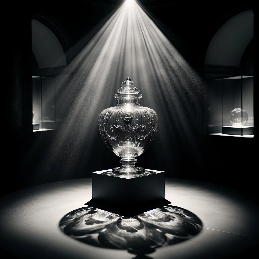 display urn with led light focus