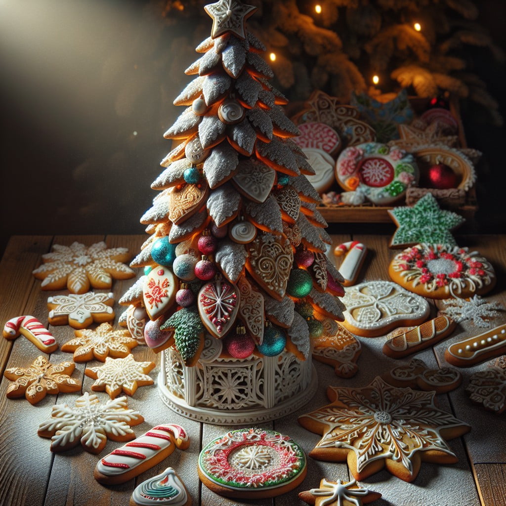 displaying cookies on christmas tree shaped stands