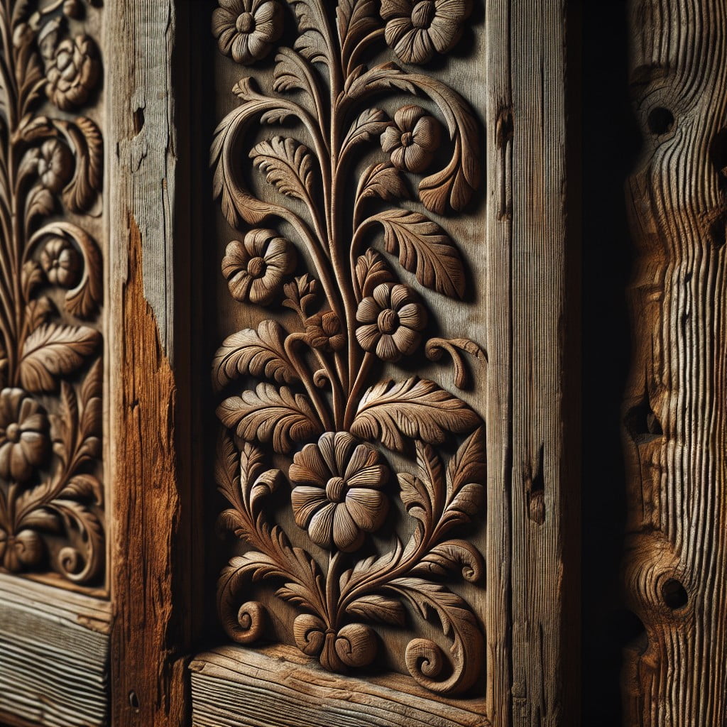 engraved wooden door