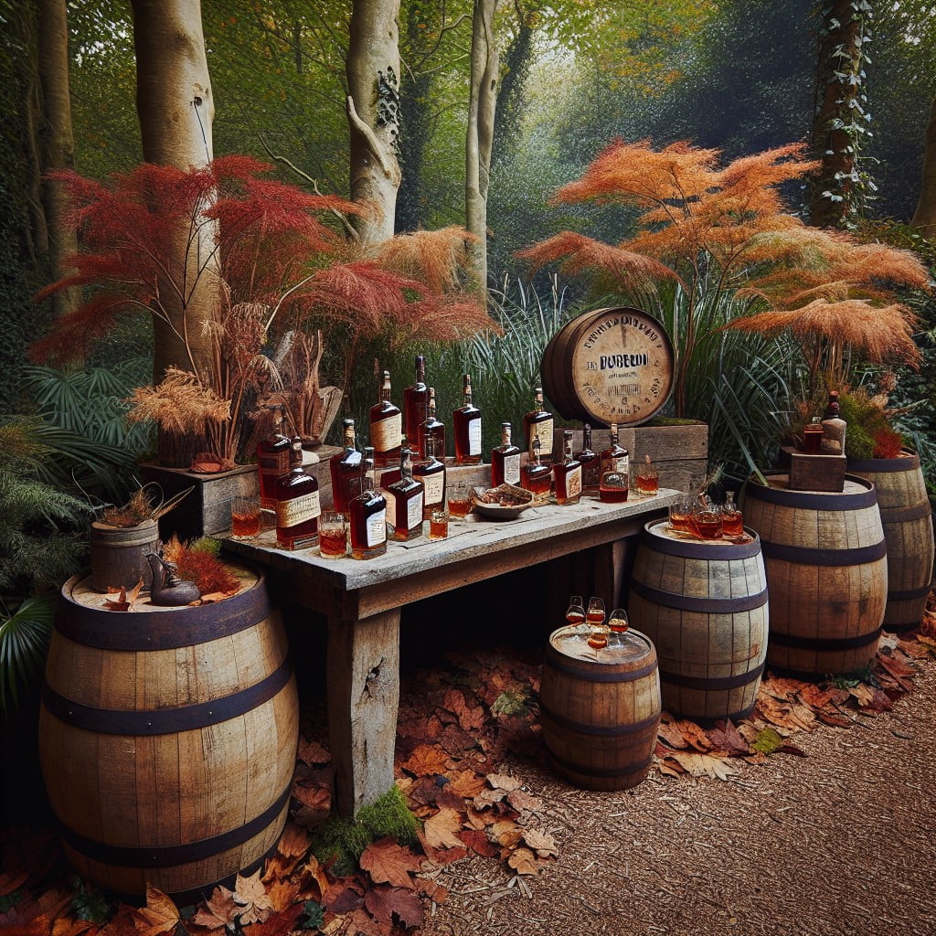 evoking the outdoors rustic bourbon display ideas