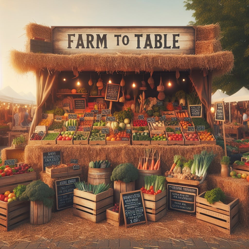 farm to table display integrating natural elements like hay bales