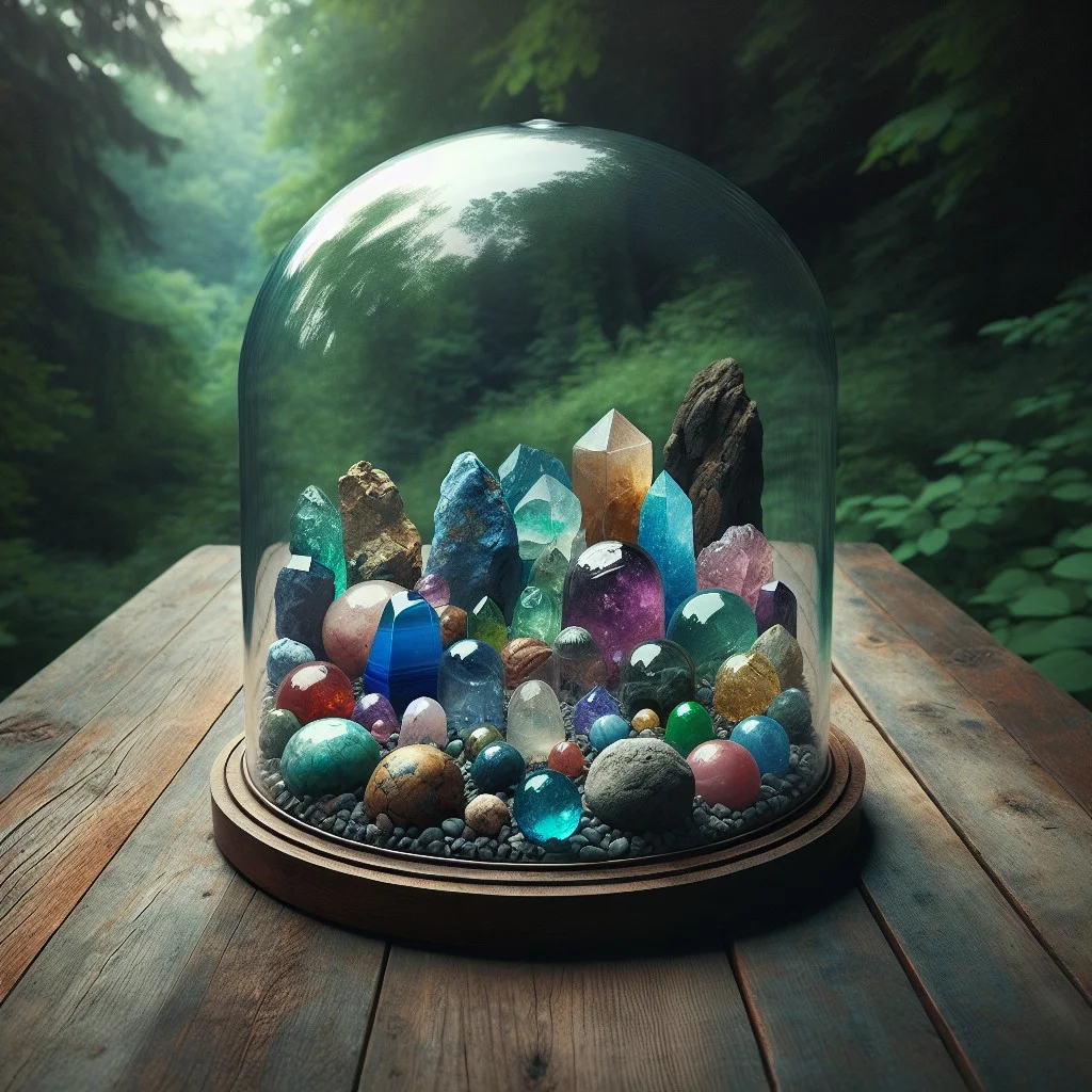 glass dome displays for rocks