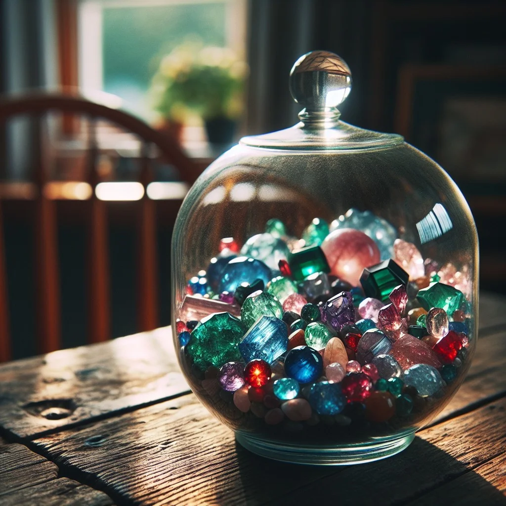 glass terrarium for gemstone display