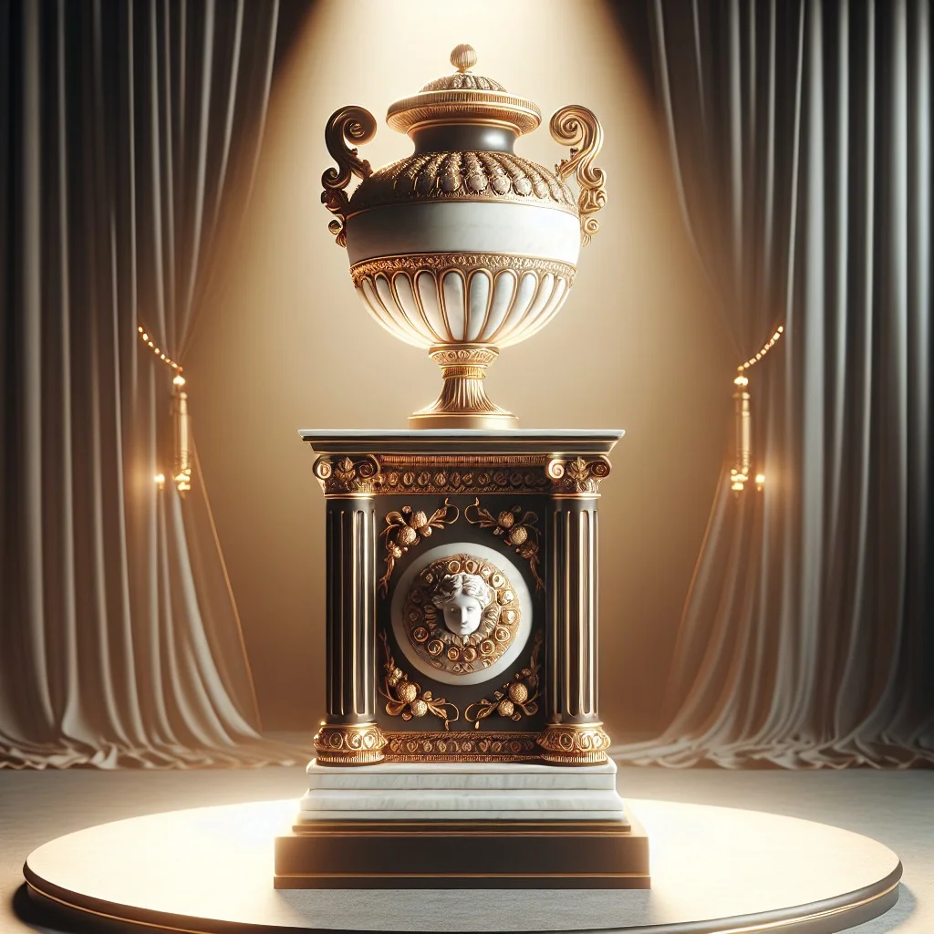 gold trimmed pedestal urn stand