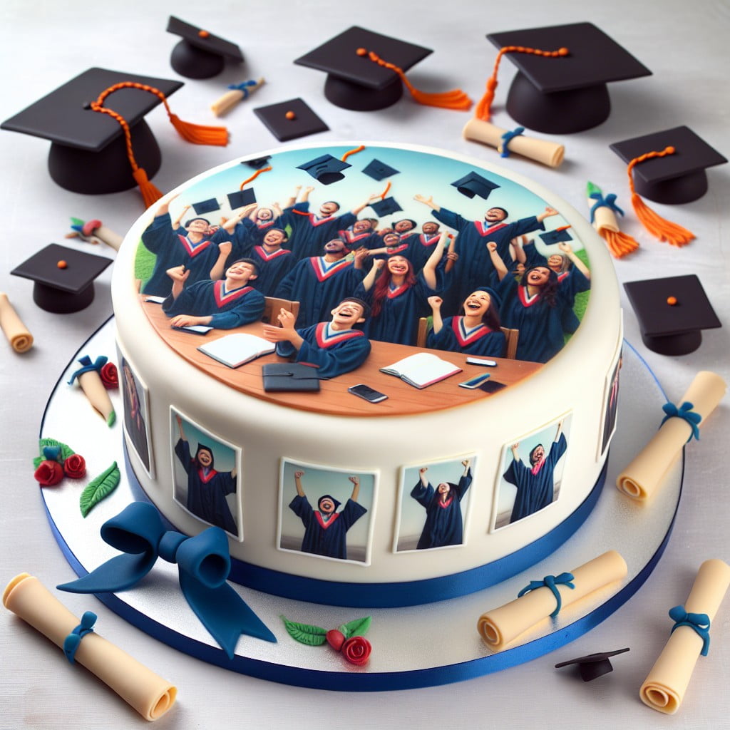 graduation themed photo cake