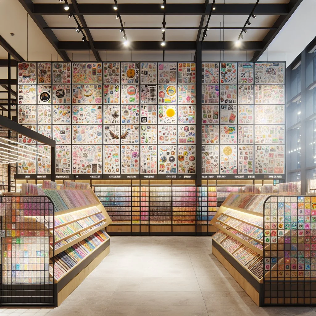 gridwall and slatwall sticker display