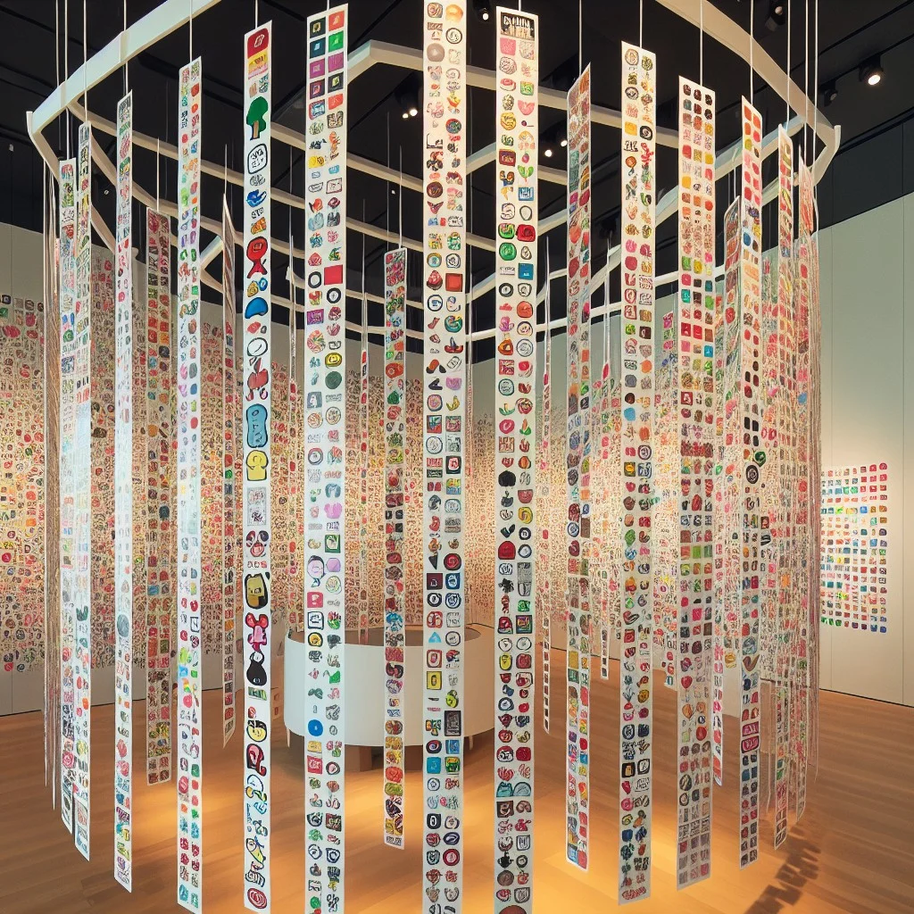 hanging mobile sticker display