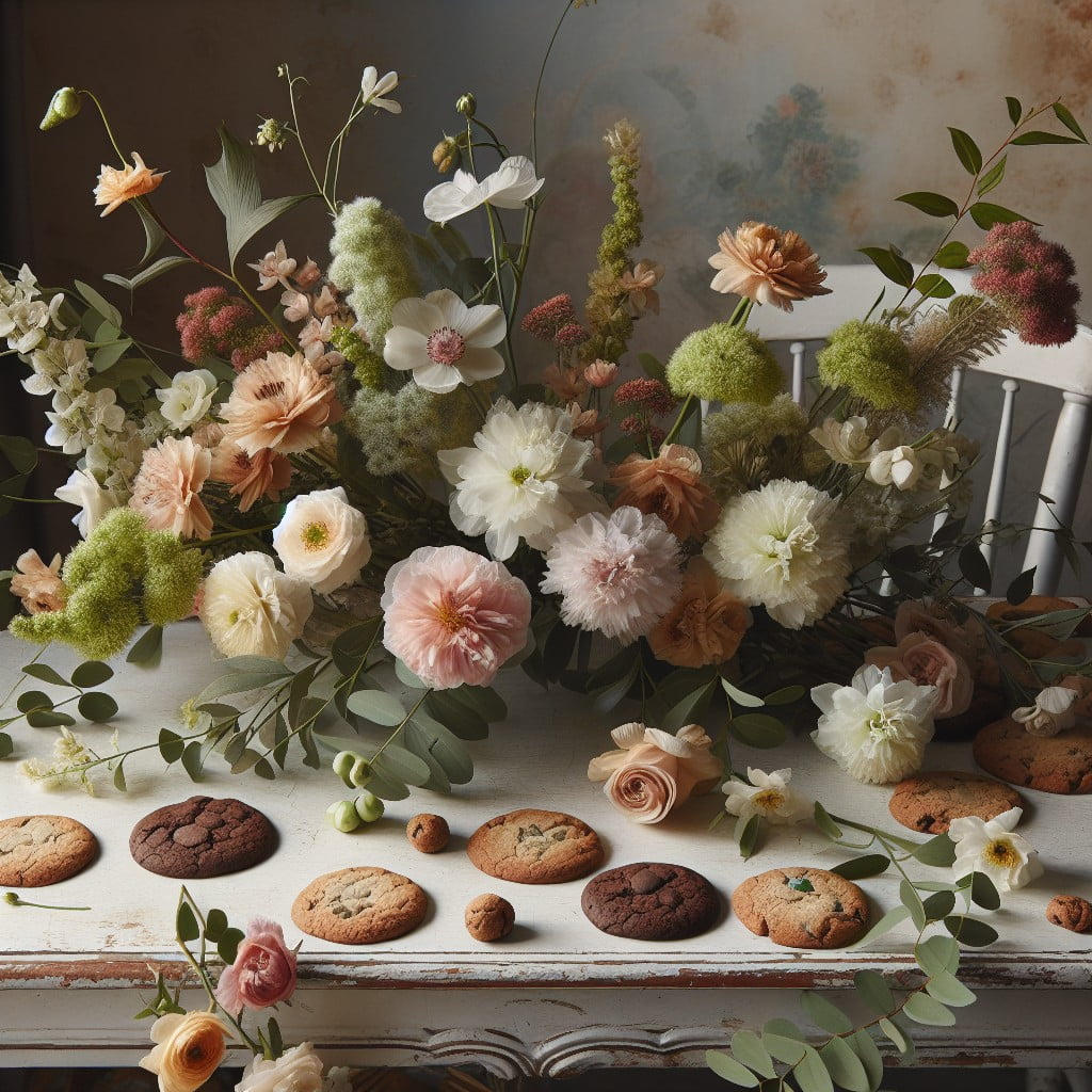 how to present cookies in a floral arrangement