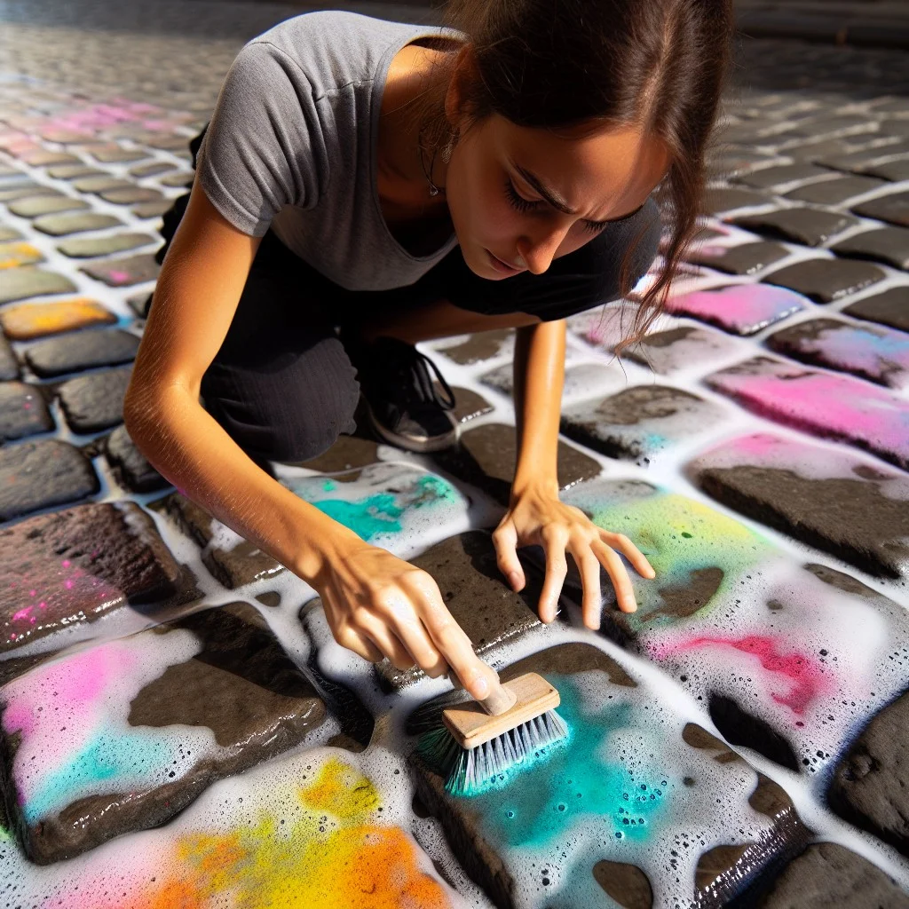 how to remove sidewalk chalk from paving stones