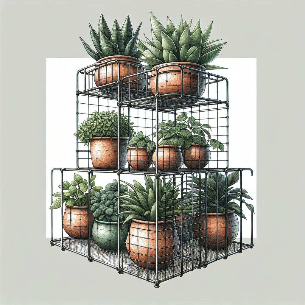 industrial style wire plant stand