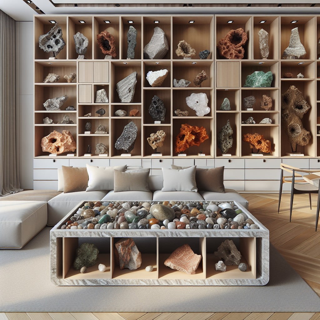 integrating rock display in furniture design