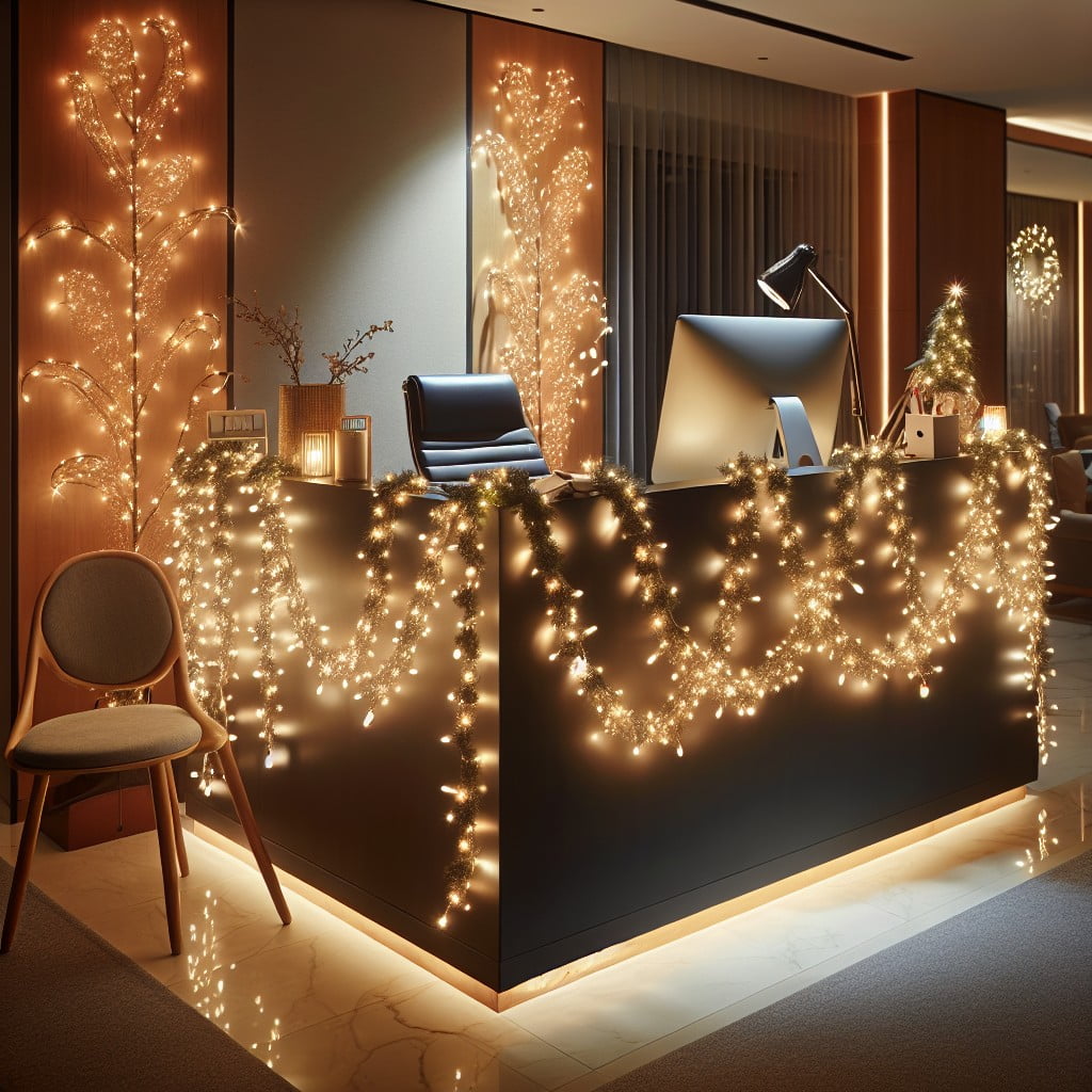 light up the reception desk with fairy lights