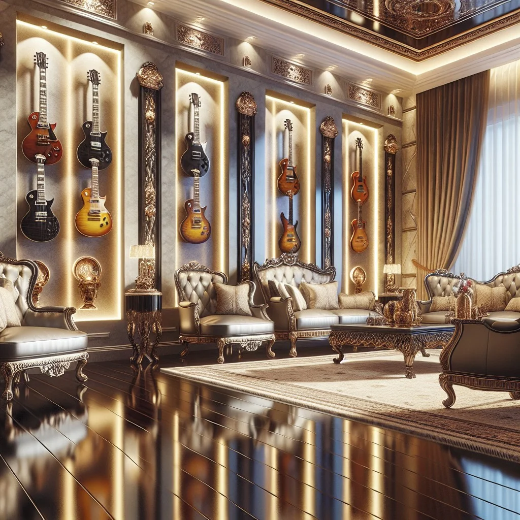 luxury guitar wall display ideas