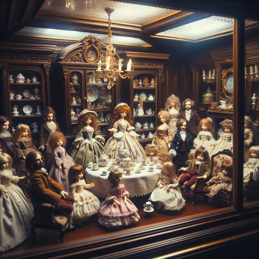 miniature showcase within a glass diorama