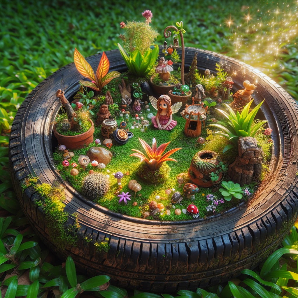 miniature tire fairy garden