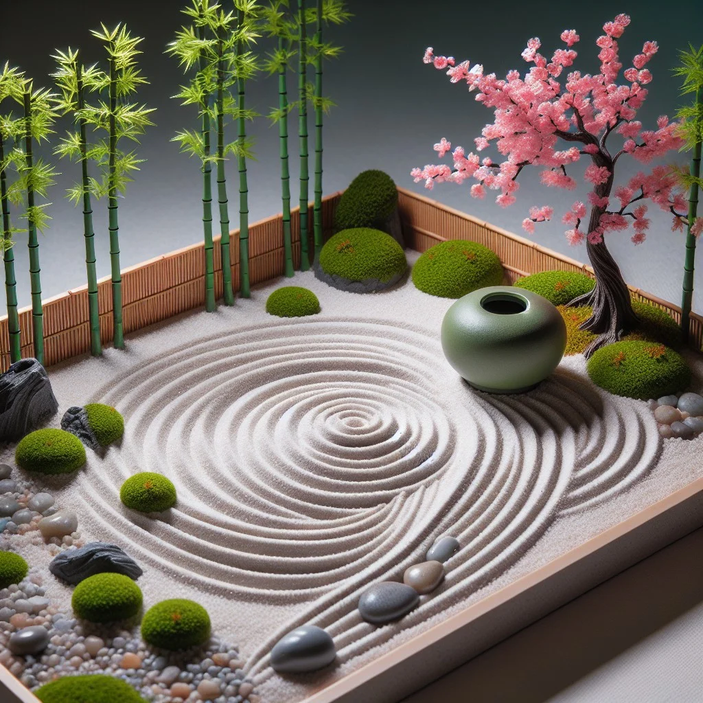 miniature zen garden urn display