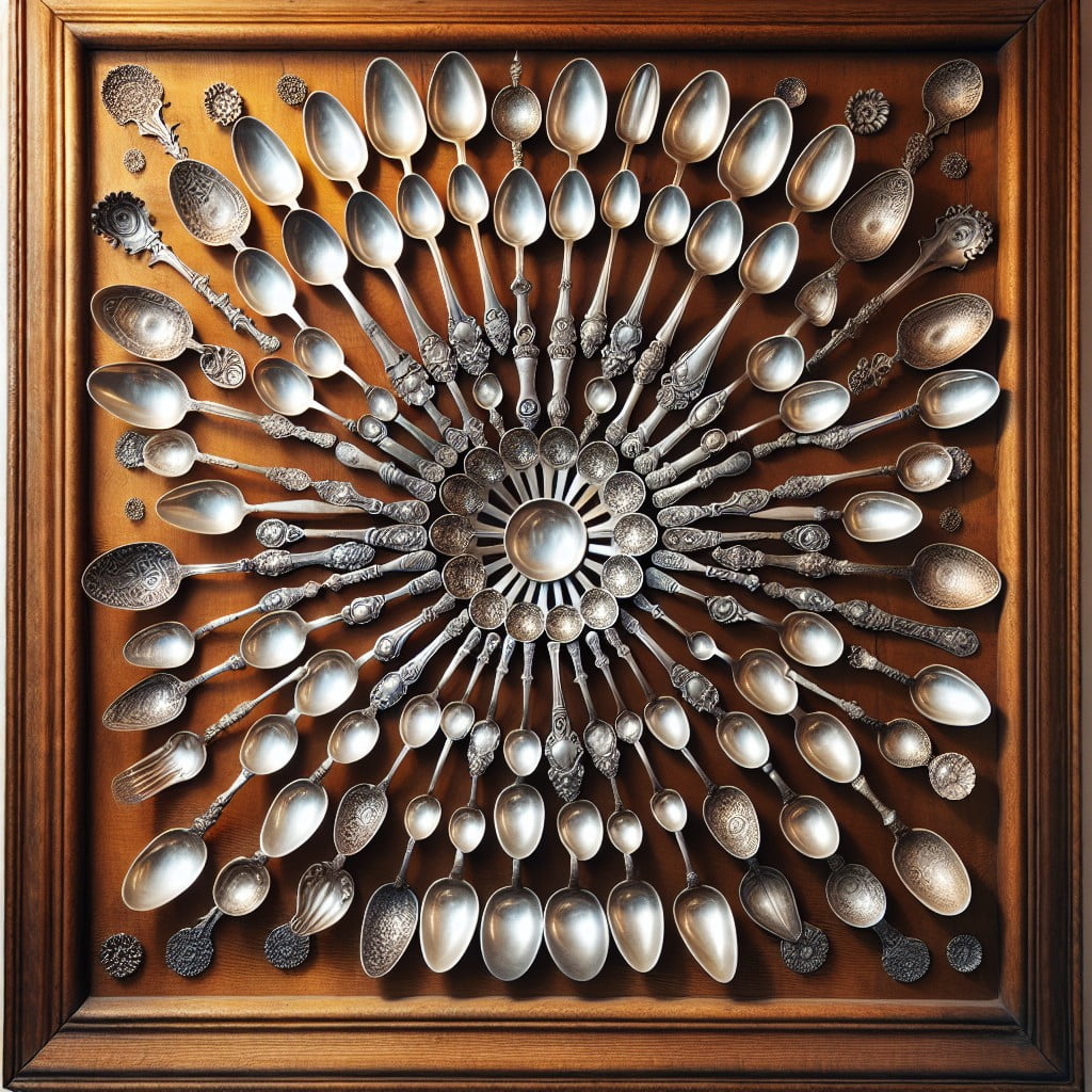 ornate silver spoon display