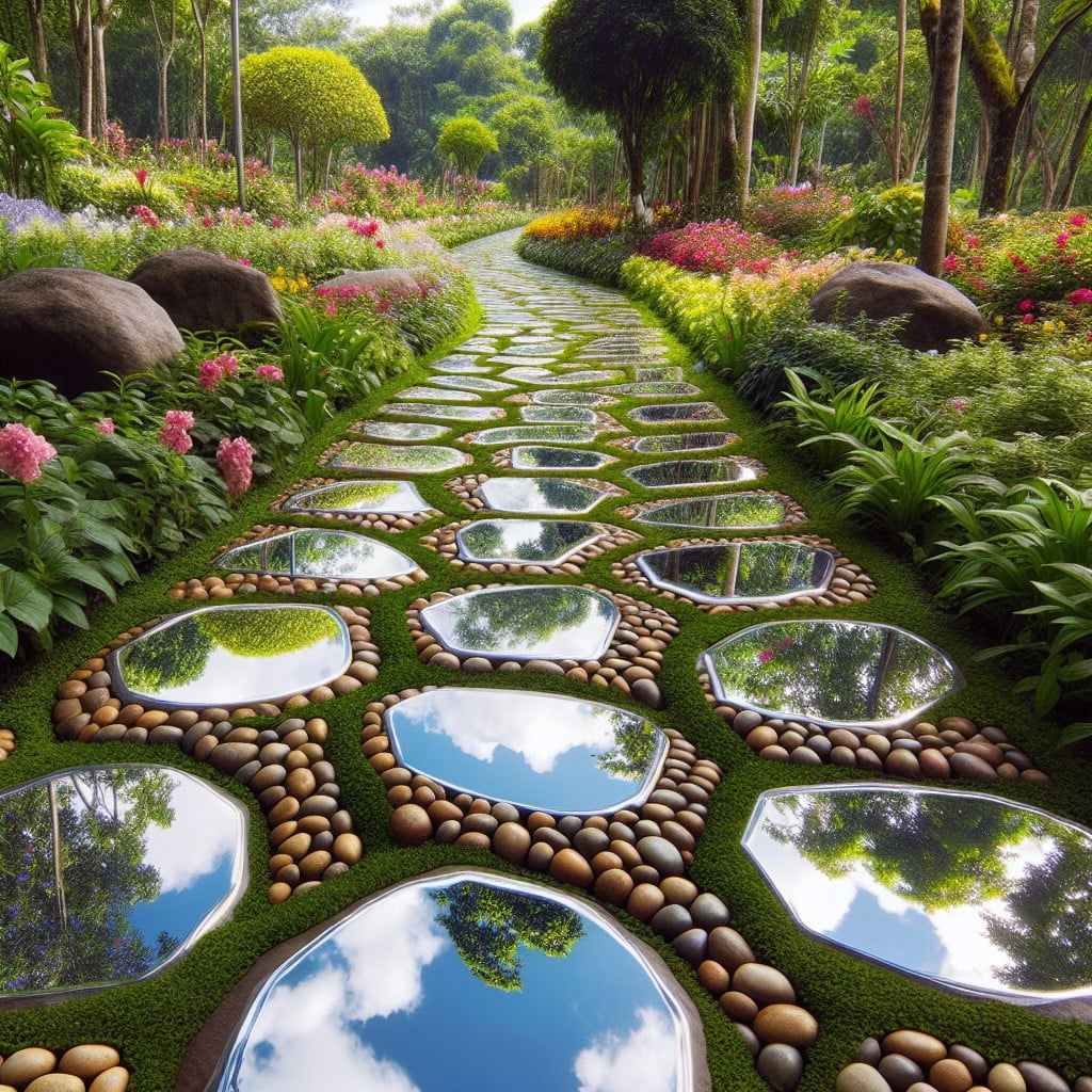 reflective mirror stone path