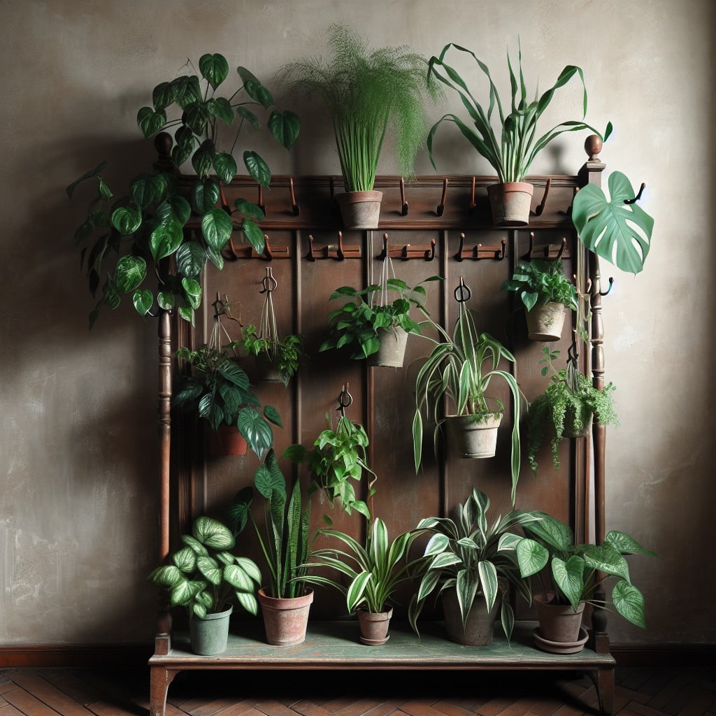 repurpose old coat rack into plant stand