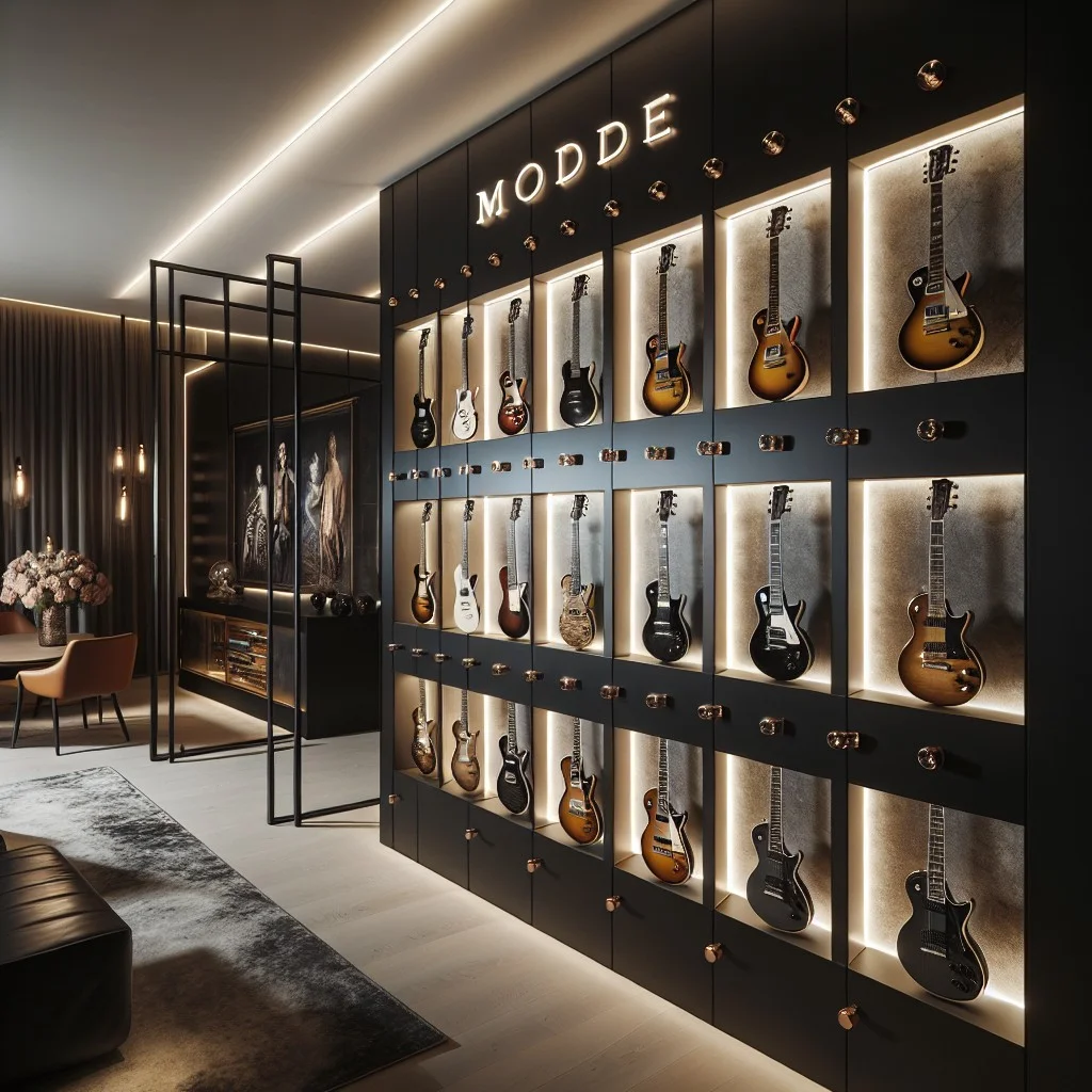 showcasing your collection with a moderne guitar wall display