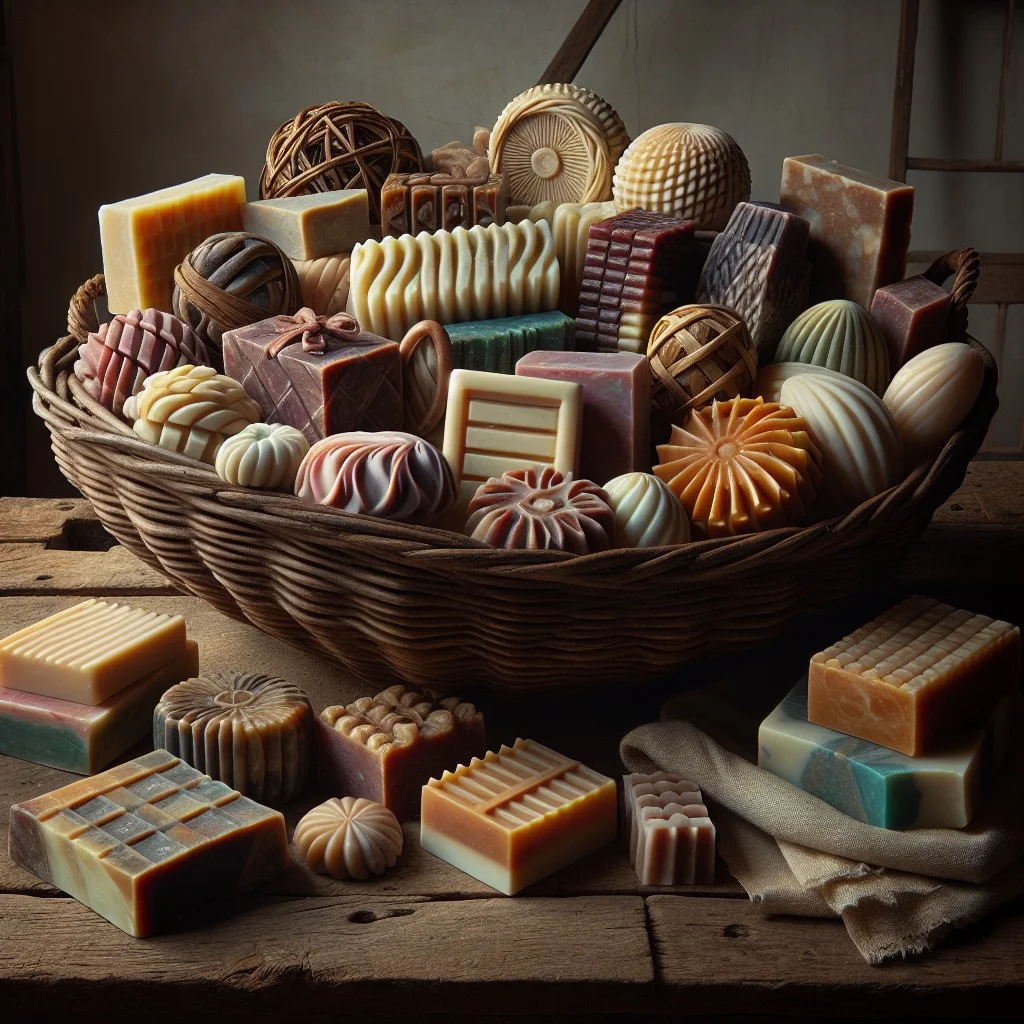 soap display in rustic baskets